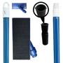 Imagem de Kit SUPORTE LT Limpa Tudo Com tiras autocolantes Para Fibras + CABO Extensor 2.6 Metros Com Prolongador Para Limpeza de Teto Janelas