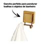 Imagem de Kit Suporte Papel Higiênico Gancho Duplo Multiuso Porta Toalha Banheiro Ventosa Dourado - Future