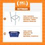 Imagem de Kit - Suporte para cestos de compras Simples + 10 cestos D100 Azul Supermercado