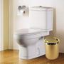 Imagem de Kit Suporte Porta Papel Higiênico Lixeira 5L Cesto Lixo Tampa Basculante Banheiro Dourado - AMZ