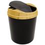 Imagem de Kit Suporte Porta Papel Higiênico Lixeira 5L Cesto Lixo Tampa Basculante Banheiro Preto Dourado - AMZ