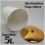 Imagem de Kit Suporte Porta Papel Higiênico Lixeira 5L Tampa Pino Banheiro Branco Dourado - AMZ