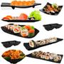 Imagem de Kit Sushi 9 Pecas Preto com Molheiras e Travessas e Pratos em Melamina  Bestfer 