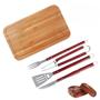 Imagem de Kit Tabua para Cortar Carne 50 X 30cm + Garfo + Faca + Pegador + Espatula  Mor 