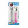 Imagem de Kit Talher Colher e Garfo Infantil Metal Rosa Clingo