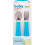 Imagem de Kit talheres colher e garfo inox buba zoo azul - buba