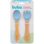 Imagem de Kit talheres em silicone e bambu buba - azul