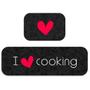 Imagem de Kit Tapete de Cozinha 2 peças I Love Cooking Preto 