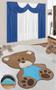 Imagem de Kit Tapete Urso Bebê Azul Com Cortina 2 Metros Infantil Quarto Menino Fofo