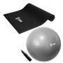 Imagem de Kit Tapete Yoga Pvc E Bola Suiça 55Cm Pilates Odin Fit