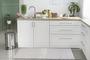 Imagem de Kit Tapetes e Passadeira De Cozinha 3 Peças Antiderrapante Londres Geométrico Branco e Preto