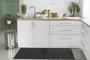 Imagem de Kit Tapetes e Passadeira De Cozinha 3 Peças Antiderrapante Londres Geométrico Preto e Branco