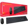 Imagem de Kit Teclado e Mouse C3tech, Sem Fio, 2.4GHz, Mouse 3 Botões, K-W20BK, Preto