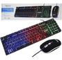 Imagem de Kit teclado e mouse ergonômico Iluminado LED Colorido ABNT-2