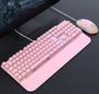 Imagem de Kit Teclado e Mouse Gamer Led RGB Iluminado Rosa Mecânico abnt2