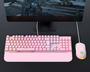 Imagem de Kit Teclado e Mouse Mecânico abnt2 Gamer Led RGB Iluminado Rosa