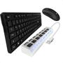 Imagem de Kit Teclado E Mouse Sem Fio Ergonômico Com Hub Extensor Usb 7 Portas Computador Notebook