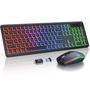 Imagem de Kit Teclado e Mouse Sem Fio Trueque RGB Retroiluminado