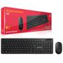 Imagem de Kit teclado e mouse sem fio wireless 2.4ghz qwerty abnt2 preto c3tech k-w20