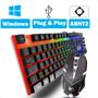 Imagem de Kit Teclado Gamer Led Rgb Com Mouse Rgb  Luminoso Com Fio Teclas Macias 