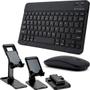 Imagem de Kit Teclado Mouse Bluetooth Sem Fio ABNT Ç Recarregável + Suporte Mesa Para Tablet Celular