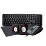 Imagem de Kit Teclado Mouse com fio USB Mousepad Caixa de Som P2 Office para Computador e Notebook 