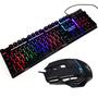 Imagem de Kit Teclado Mouse Gamer Com Fio LED Luz de Fundo RGB Para Jogos PC NA300