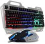 Imagem de Kit Teclado Mouser Gamer Semi-Mecanico Com Led RGB USB Fio Rainbow