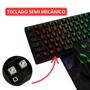 Imagem de Kit Teclado Preto Gamer Semi Mecânico Led Rgb Silencioso Macio 4000DPI Conexão USB Mouse Com fio Colorido Com MousePad