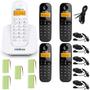 Imagem de Kit Telefone S Fio Ts 3110 Branco Com 4 Ramal Preto Intelbras