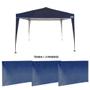 Imagem de Kit Tenda Gazebo 3x3 M + 3 Paredes Azul Sem Janela