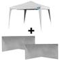 Imagem de Kit Tenda Gazebo Dobravel 3m X 3m Base e Topo + 4 Paredes Brancas Sem Janela