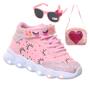 Imagem de Kit Tenis Botinha Rosa Infantil Feminino + Bolsa + Óculos