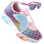 Imagem de Kit Tenis De Led Feminino Sereia Glitter Refletivo + Oculos