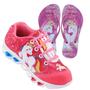 Imagem de Kit Tenis de led infantil meninas Ledstar calce facil Unicornio desenhos Luzinhas mais chinelo