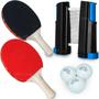 Imagem de Kit Tênis De Mesa Ping Pong Rede Retrátil Com 3 Bolinhas Profissional 