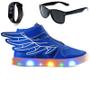 Imagem de Kit Tenis Infantil Led Meninos Botinha Asas Escolar Casual com Oculos E Relogio