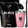 Imagem de Kit Tereré Black Erva Mate 500g + Copo Alumínio Térmico ROSA + Bomba Clássica Preta-Acompanha Scoop