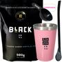 Imagem de Kit Tereré Black Erva Mate 500g + Copo Alumínio Térmico ROSA + Bomba Clássica Preta-Acompanha Scoop