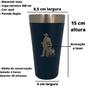 Imagem de Kit tereré copo cuia térmico parede dupla de inox 500ml azul + bomba tela clássica luxo 24cm + escova