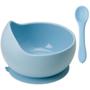 Imagem de Kit Tigela Bowl 350ml Com Ventosa E Colher Em Silicone BLW Bebê Azul Buba