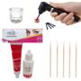Imagem de Kit Tintura Sobrancelha Magike Emulsao 20ML Profissional Com Mixer Misturador Dappen 100 Palitos