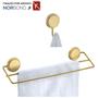 Imagem de Kit Toalheiro Duplo Porta Toalha Gancho Multiuso Adesivo Dupla Face Banheiro Dourado - Future