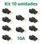 Imagem de Kit Tomadas Pino Prensa Cabo 2p 10a Preto Pct C/10unid