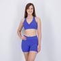 Imagem de Kit Top Com Bojo e Shorts Com Bolso Selene Feminino Azul