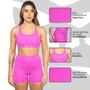 Imagem de Kit Top Feminino + Shorts Academia com Elastano Zero Transparencia Fitness Treino Conjunto Mulher Presente Original Gorilla