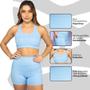 Imagem de Kit Top Feminino + Shorts Academia com Elastano Zero Transparencia Fitness Treino Conjunto Mulher Presente Original Gorilla