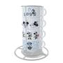 Imagem de Kit Torre Com 4 xícaras de Porcelana Louça Com Suporte  Personalizado  Mickey e Minnie