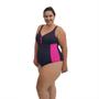 Imagem de Kit Touca e Maiô Natação Plus Size com Sustentação Light UV 50+ Preto com Detalhe em Pink