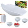 Imagem de Kit Travessa para Buffet Salada 46cm Oval Curva Funda + 4 Tigelas 720ml em Melamina para Restaurante